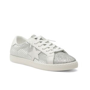 Vintage Havana Carla Checkered Fashion Sneakers Silver Glitter Women’s Size 8